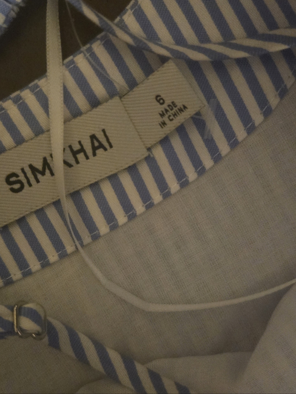 Nwot 2026 Simkhai HONOR Cotton Button Up Striped Dress Hydrangea Blue 6 - Picture 3 of 9